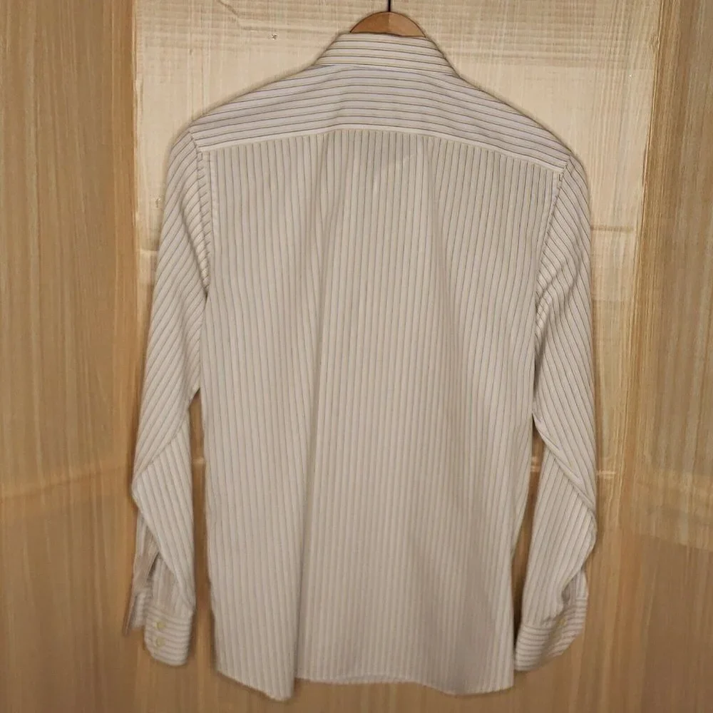 Banana Republic Non Iron Slim Fit Yellow Striped Dress Shirt 15-15 1/2